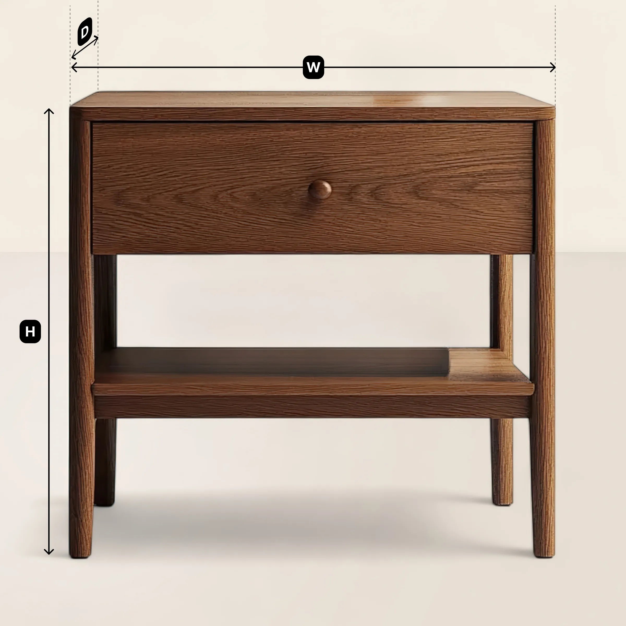 Refined Nightstand Elegant Storage Open Shelf Functional Bedroom Piece