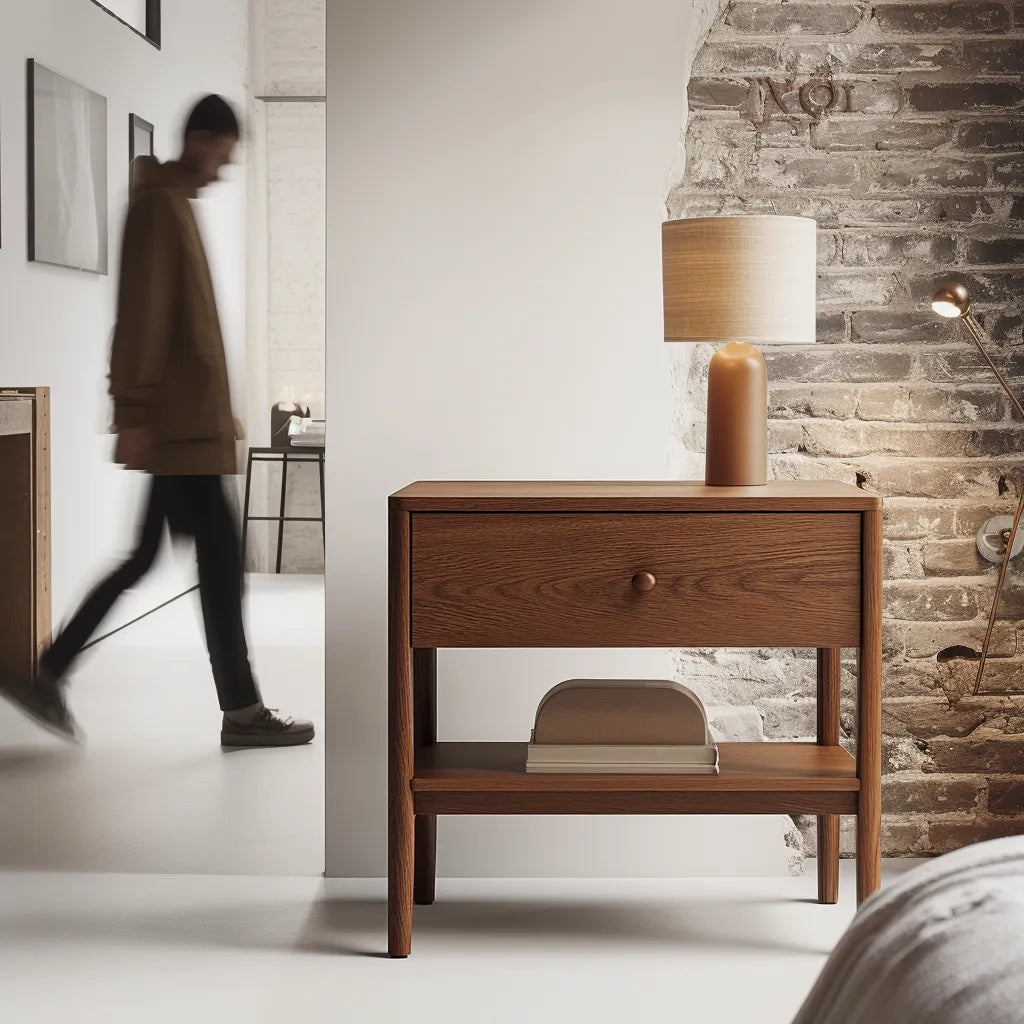 Refined Nightstand with single drawer and open lower shelf for modern bedroom storage