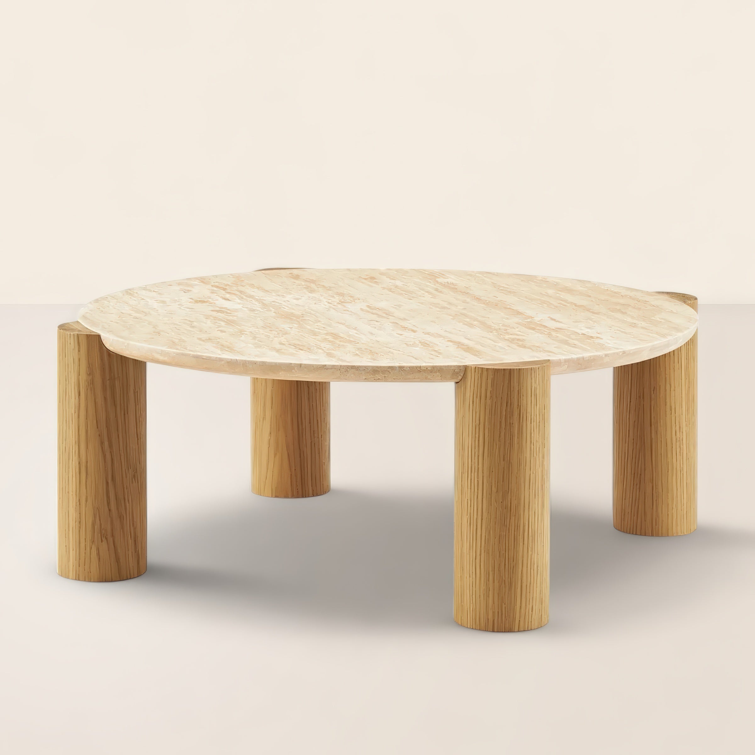 Round Modern Coffee Table with Bold Cylindrical Legs
