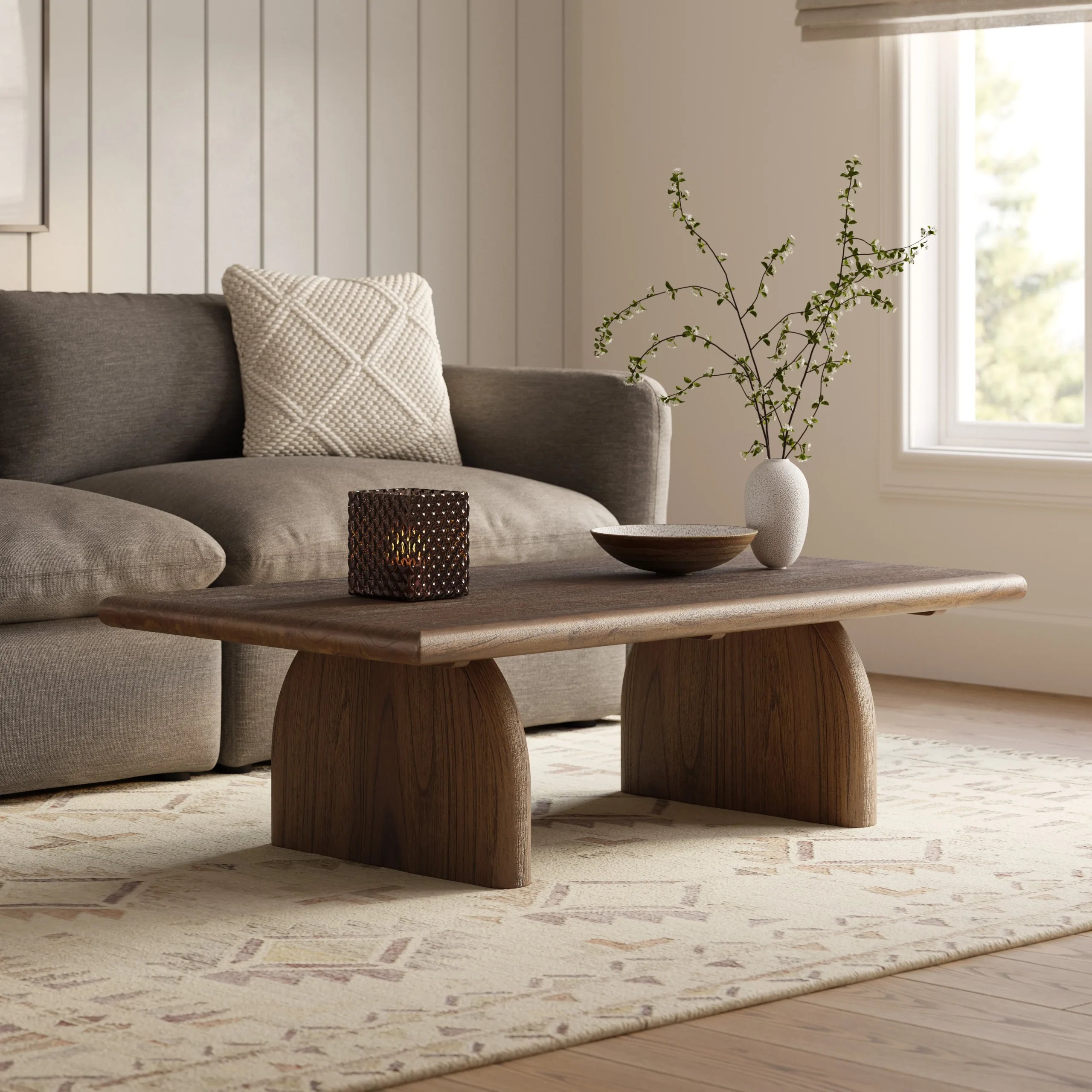 Sculptural Coffee Table with minimalist curved base