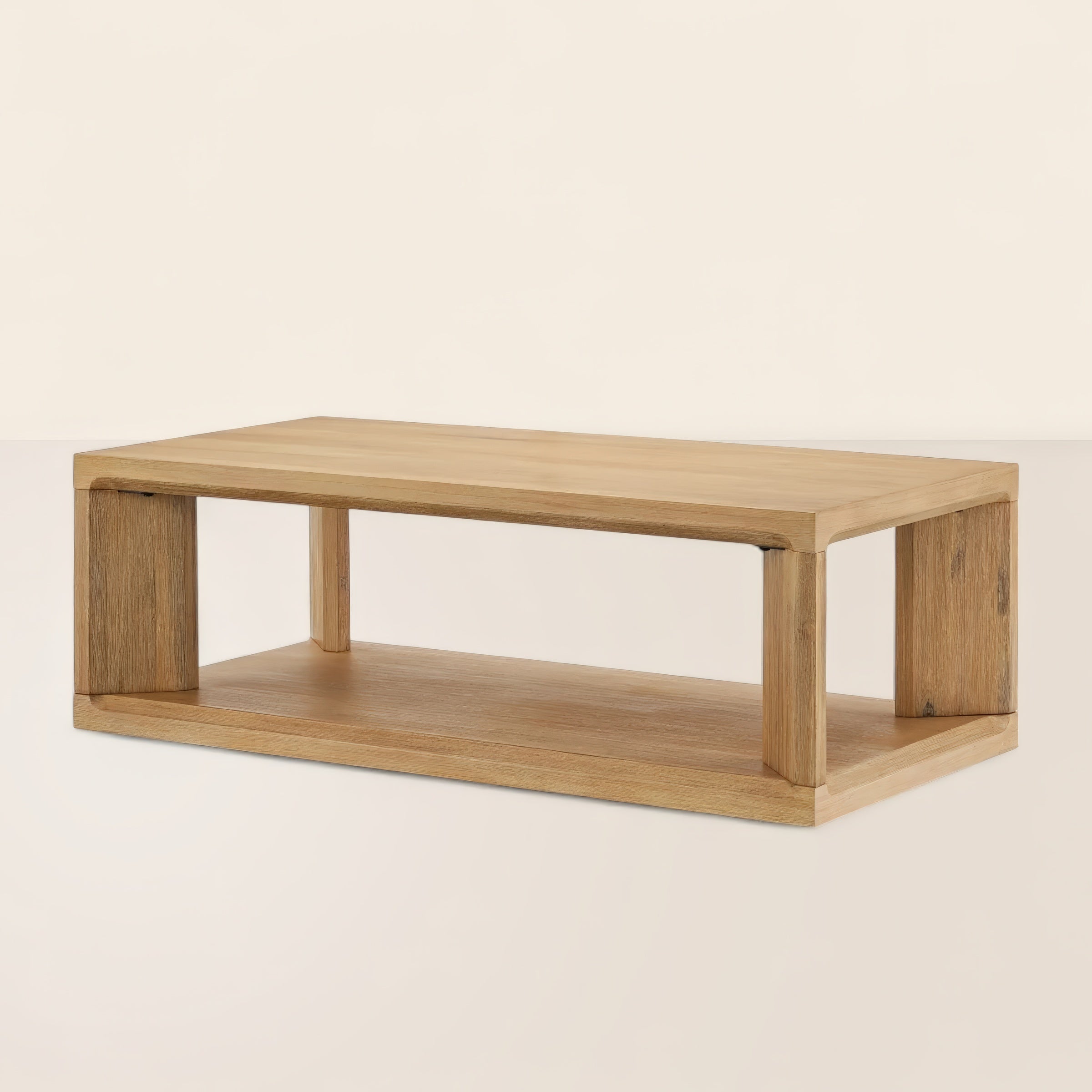 Spacious Rectangular Coffee Table with Open Storage