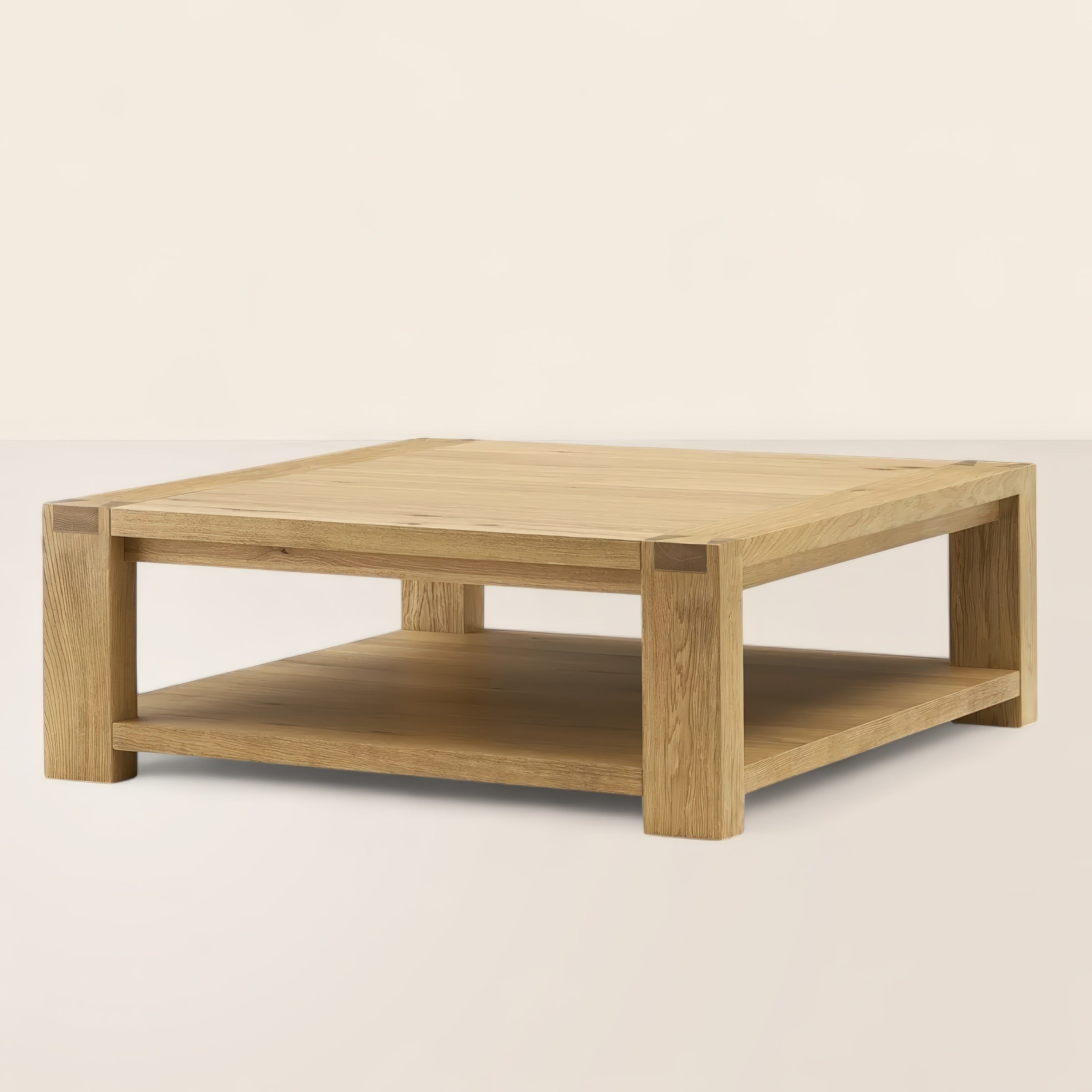 Square Modern Coffee Table with Open Storage Shelf