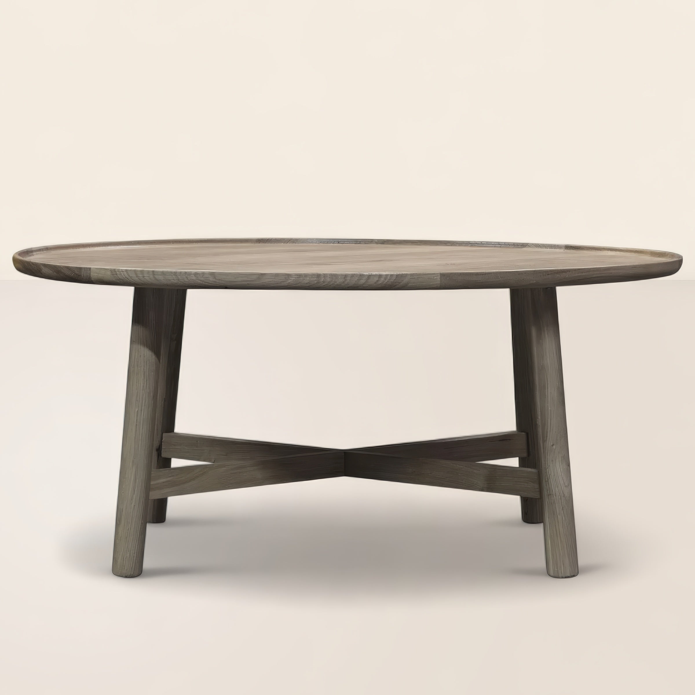 Timeless Round Coffee Table with Sturdy Cross Base for Modern Spaces