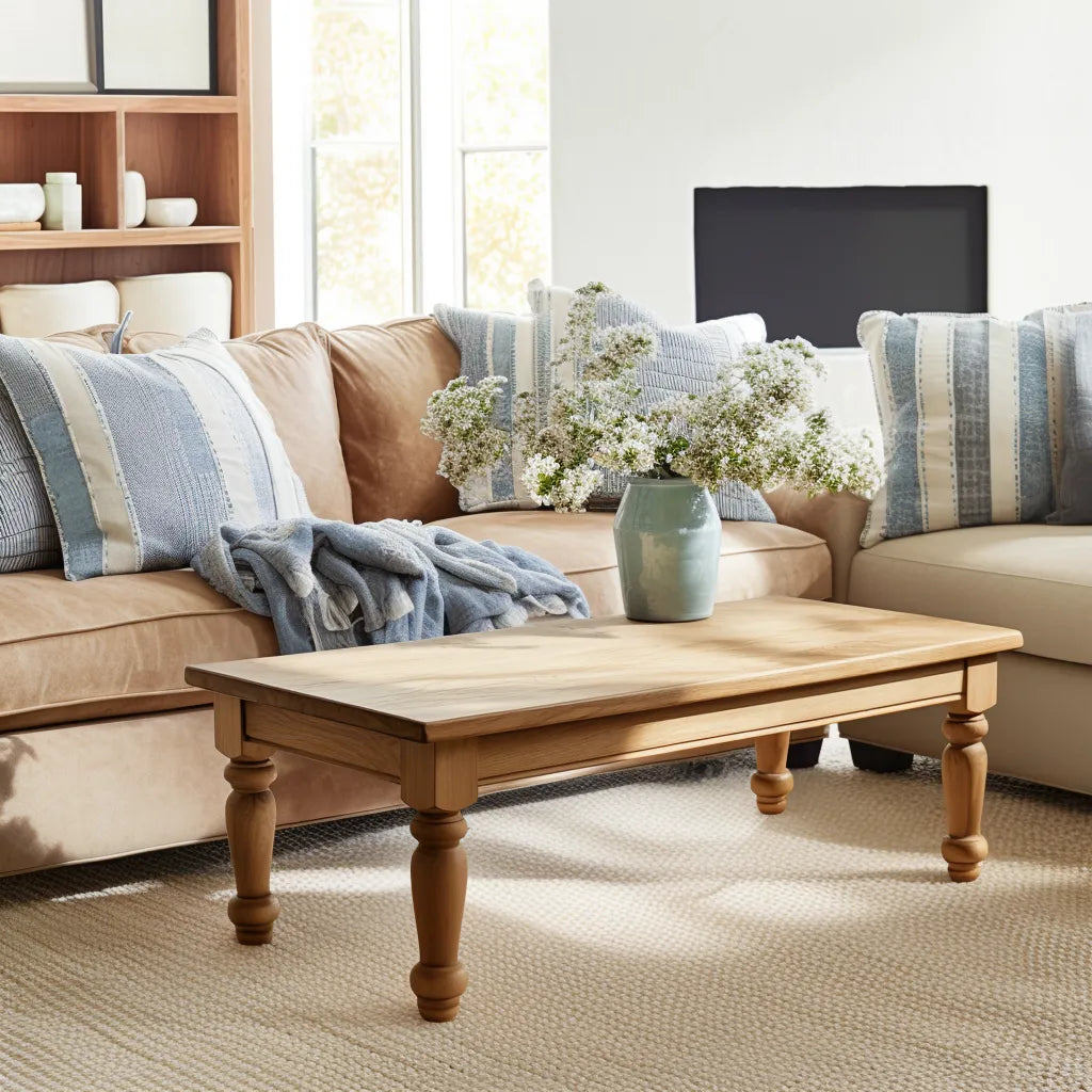 Traditional coffee table classic design turned legs spacious tabletop elegant accent