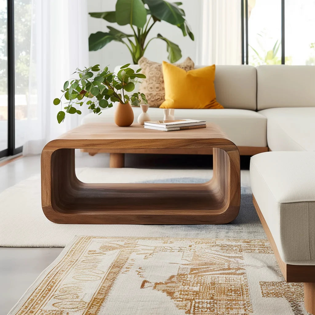 Zen Arc Coffee Table in modern minimalist living room interior
