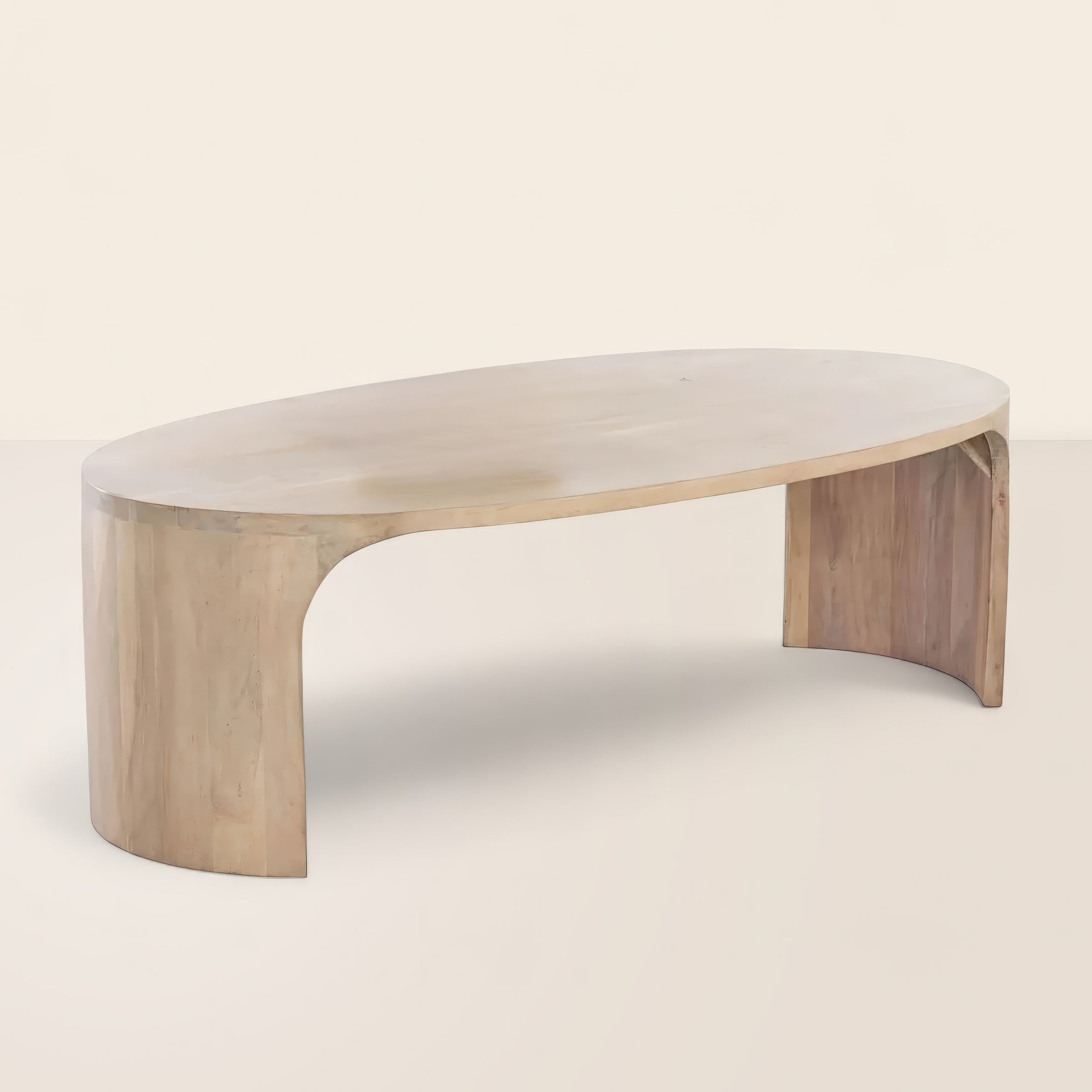 Oval Coffee Table Modern Curved Base Design