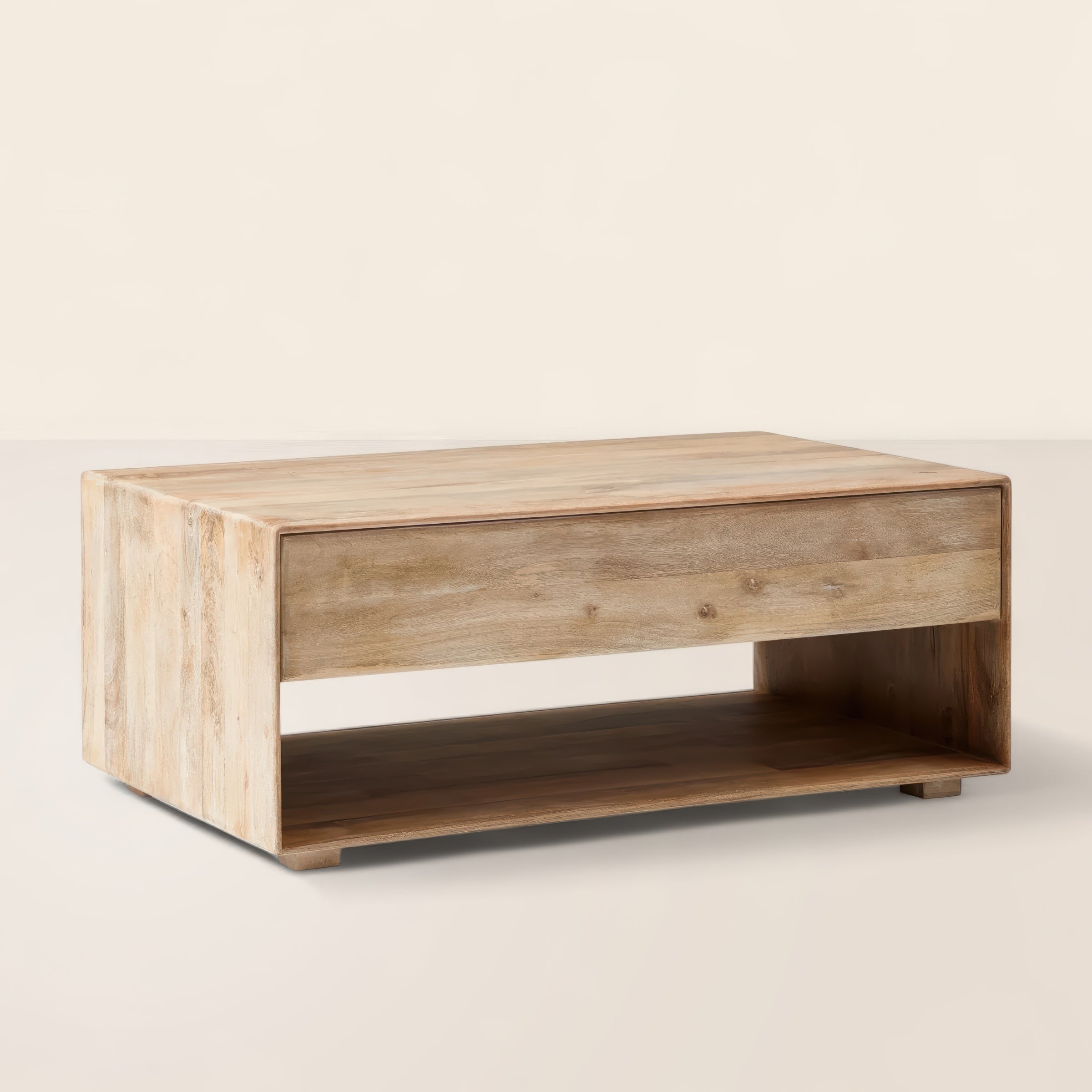 Rectangular Storage Coffee Table Modern Open Shelf Design