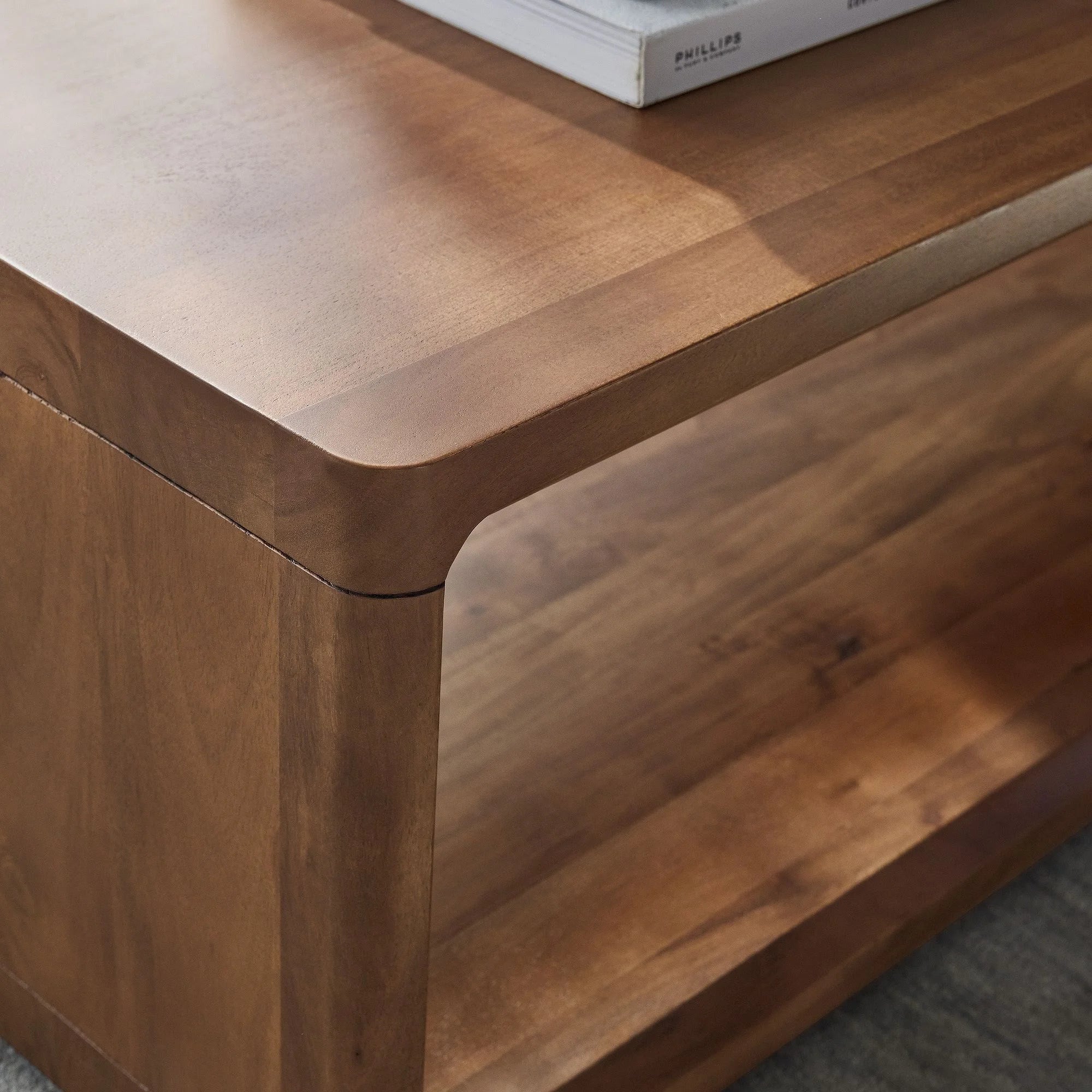 Modern Rectangular Coffee Table Open Shelf Design
