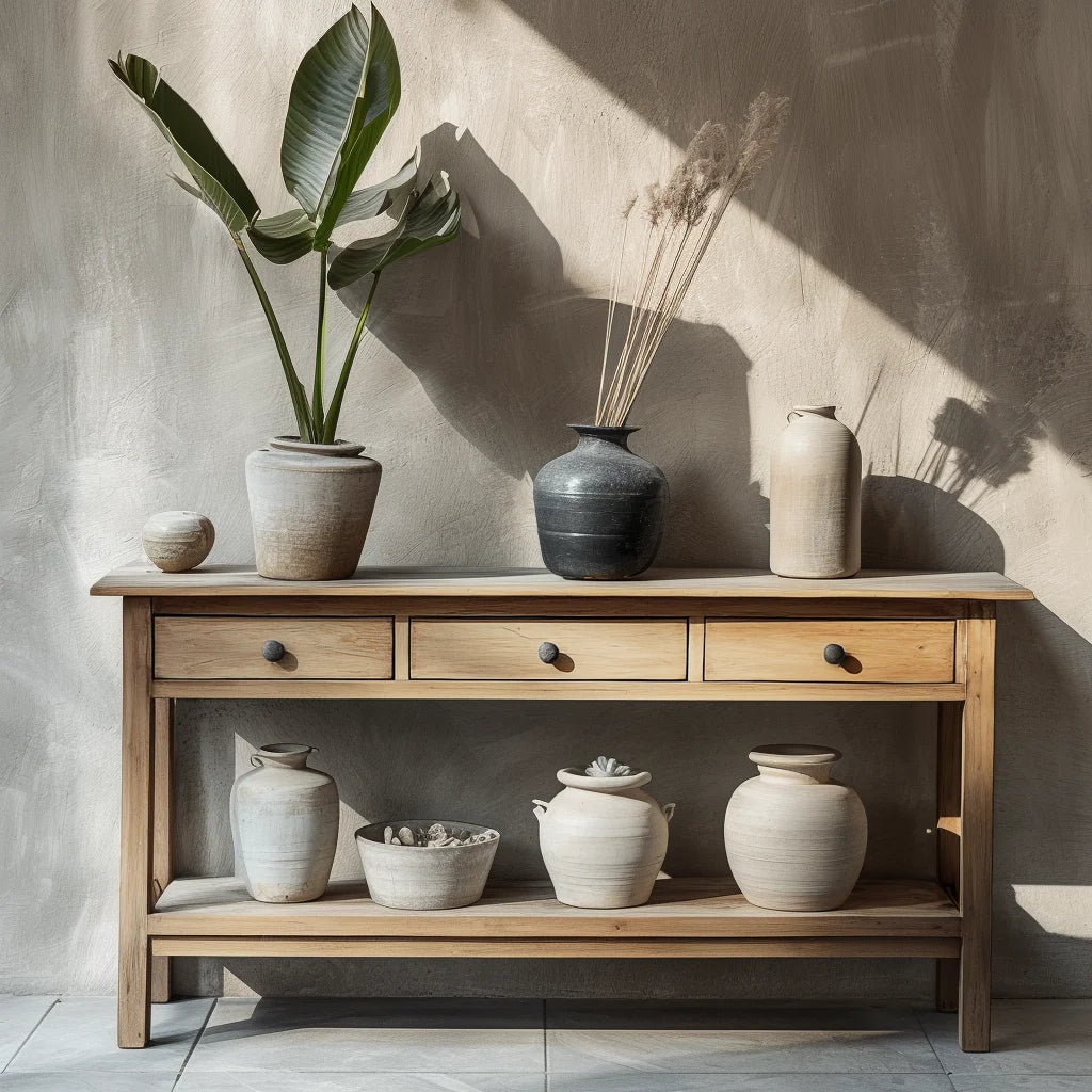 Wooden Console Table for Storage Display Home Decor