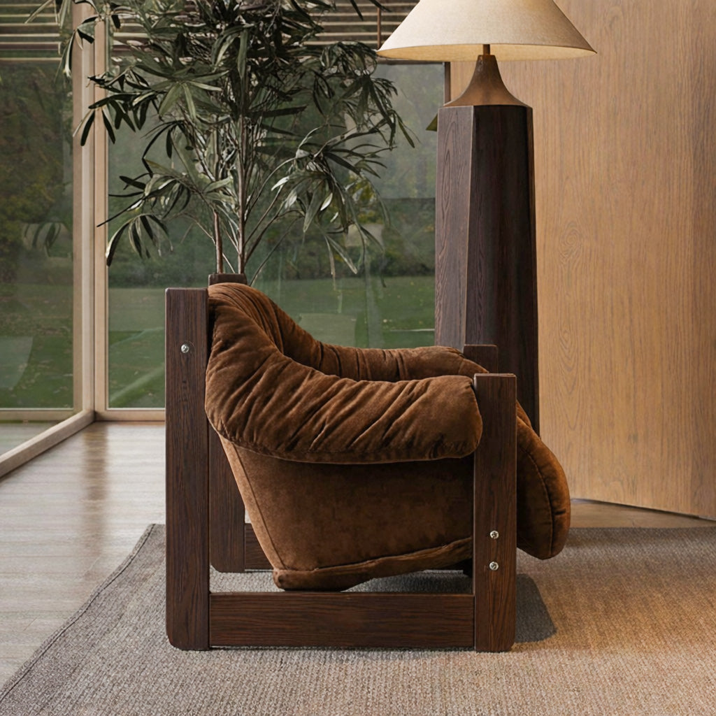 Modern Accent Chair With Natural Wood Frame And Oversized Cushion For ...