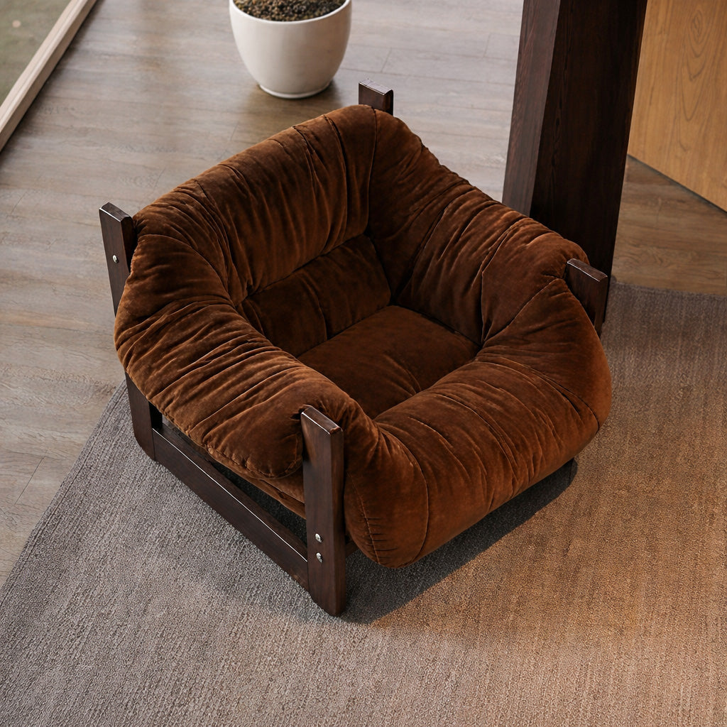 Geno Frame Modern Accent Chair With Natural Wood Frame And Oversized Cushion For ...