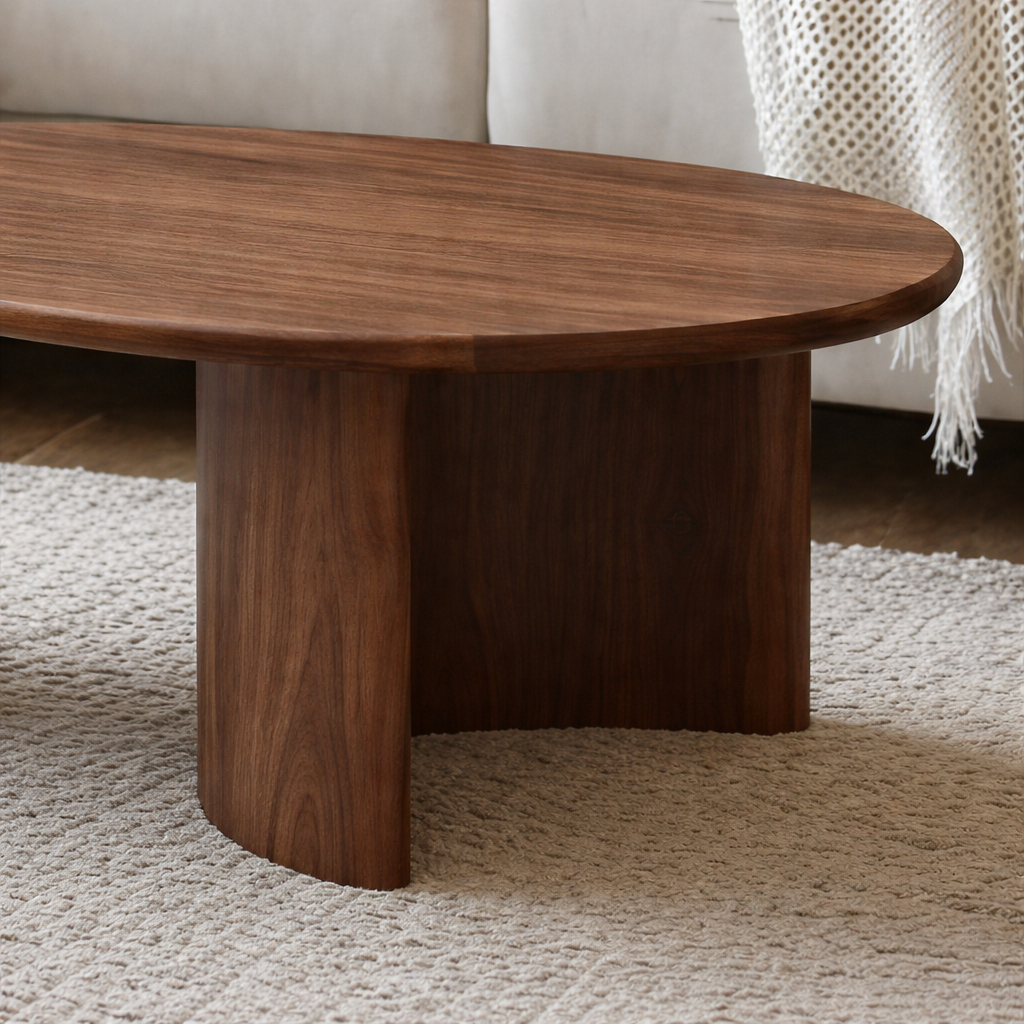Modern Wood Table Rounded Edges Modern Oval Natural Wood Coffee Table With Rounded Edges And Pedestal ...