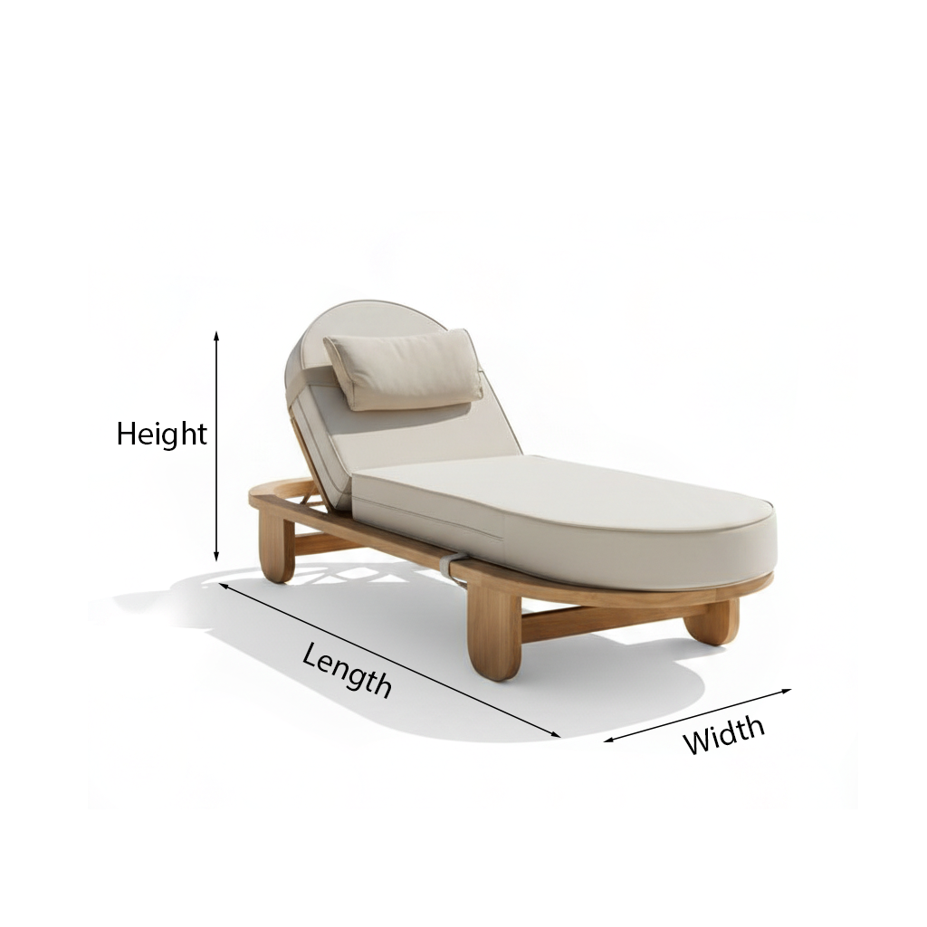 Geno Frame Modern Poolside Lounge Chairs With Cushions And Natural Wood Frame For ...