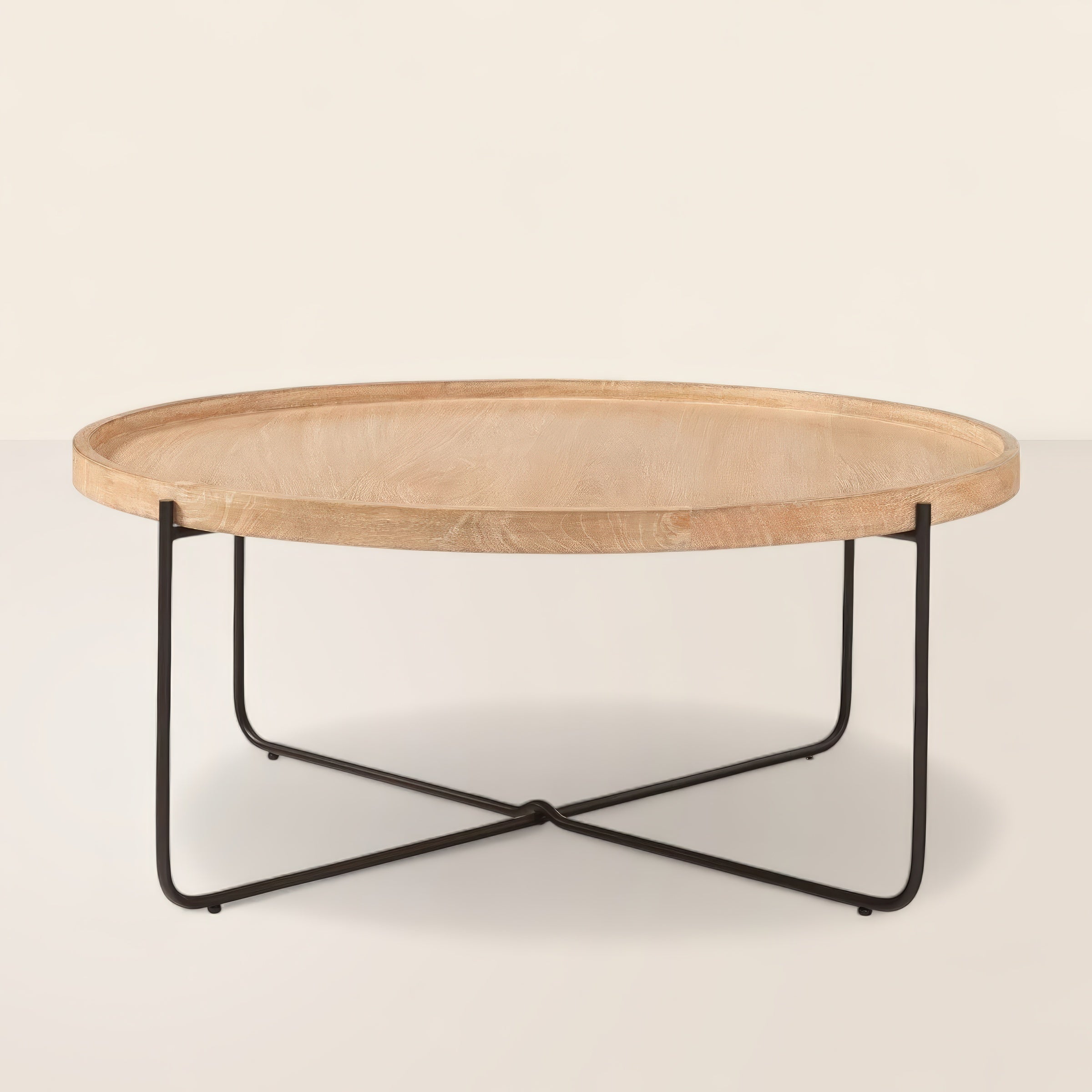 Round Coffee Table Metal Base Minimalist Design