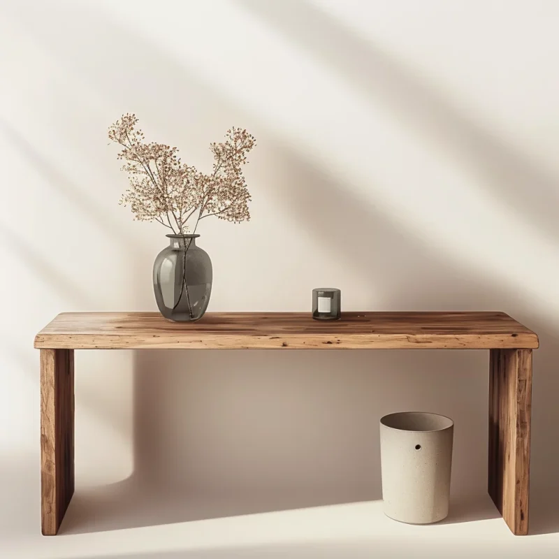 Rustic Wooden Console Table Minimalist Design Entryway Accent