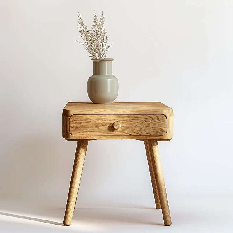 Minimalist Wooden Nightstand Single Drawer Compact Design