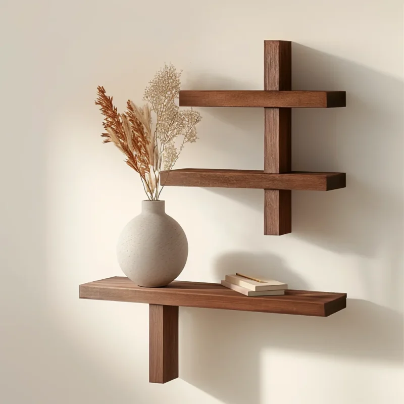 Modern Floating Shelf Wooden Design Versatile Wall Display