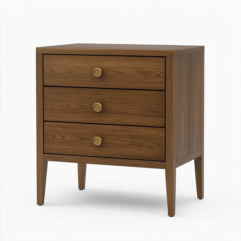 Classic Wooden Nightstand Three Drawer Storage Cabinet