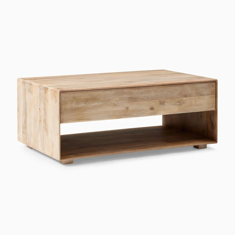 Rectangular Storage Coffee Table Modern Open Shelf Design