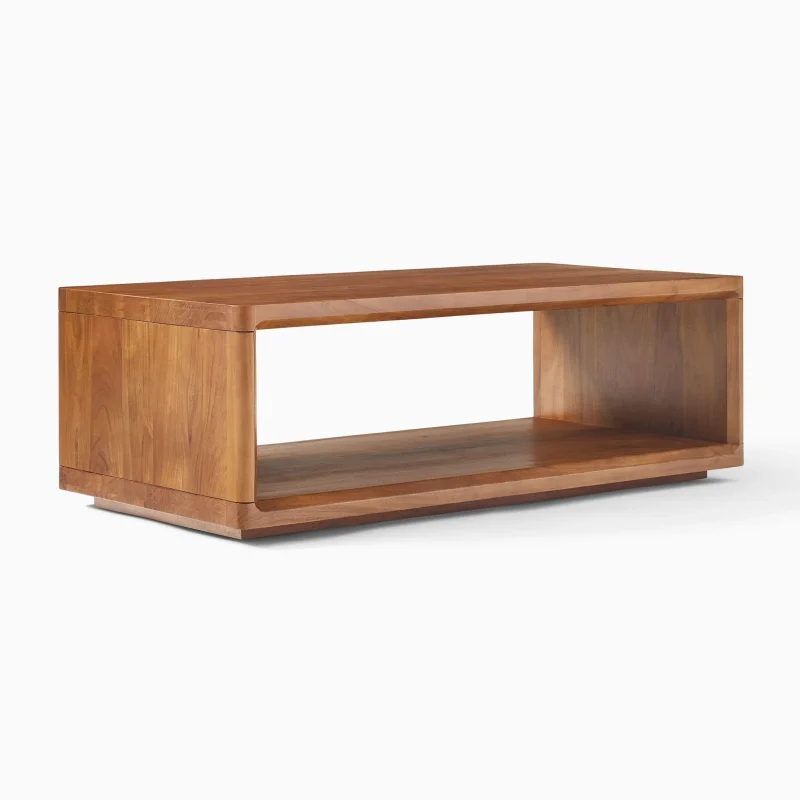 Modern Rectangular Coffee Table Open Shelf Design