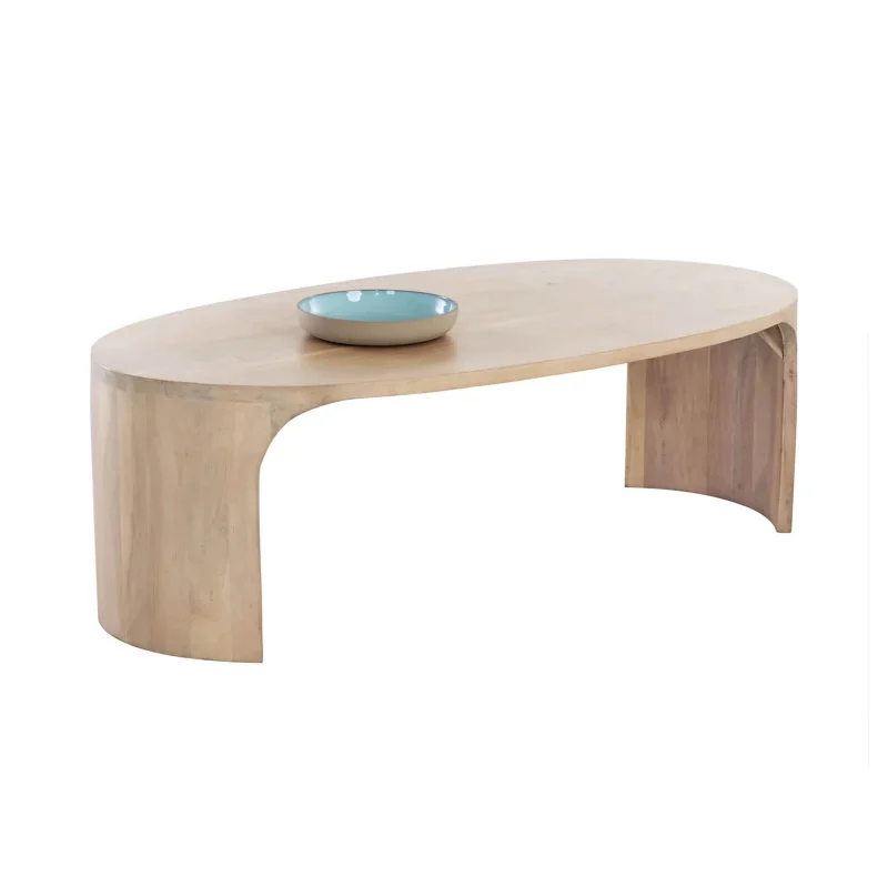 Oval Coffee Table Modern Curved Base Design