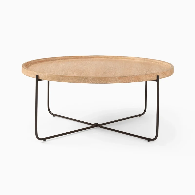 Round Coffee Table Metal Base Minimalist Design