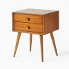 Mid-Century Wooden Nightstand with two drawers