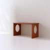 Minimalist study desk with open sculptural base in bright contemporary home office