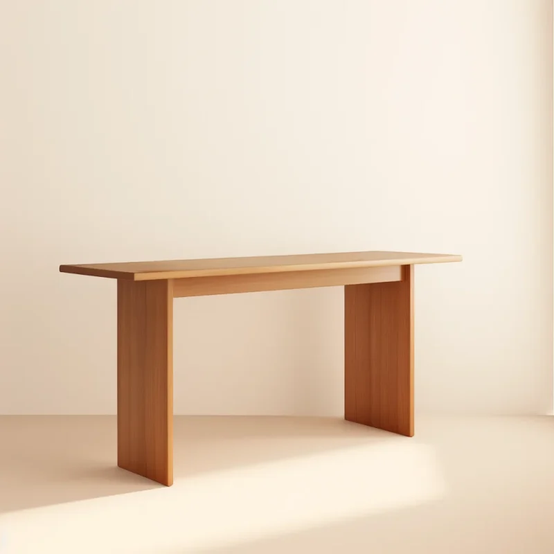 Minimalist Console Table with straight panel legs in a bright entryway