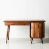 Minimalist desk with drawer and cabinet designed for modern workspace