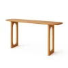 Sculpted Console Table with cut-out legs styled in a cozy modern living room